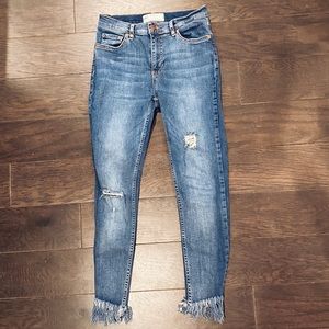 FREE PEOPLE Fringe Bottom Jeans